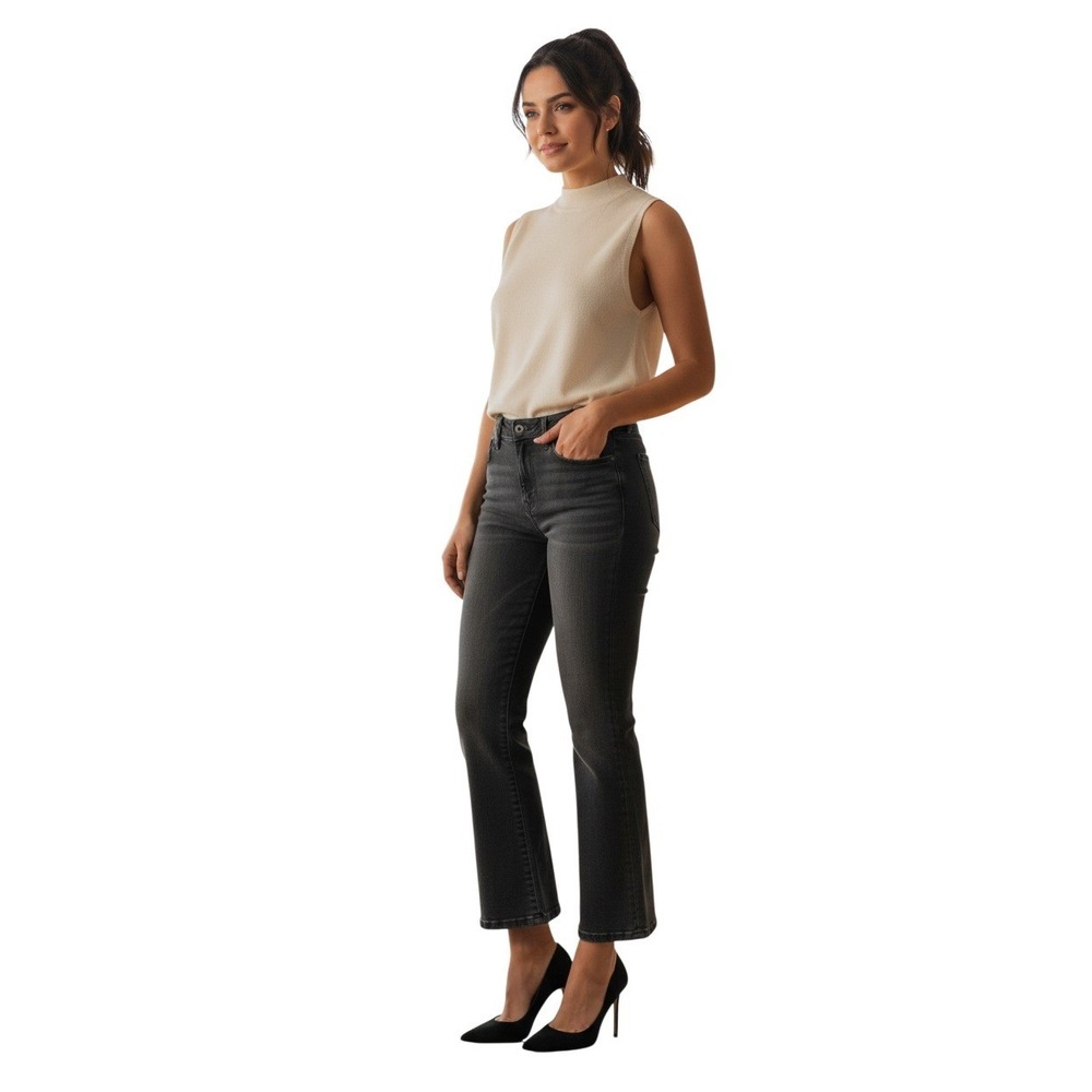 FRAME Le Crop Mini Boot‎ Jeans 29x26 Brisbane Band Gray Cropped Flare NWOT Denim - Picture 2 of 12